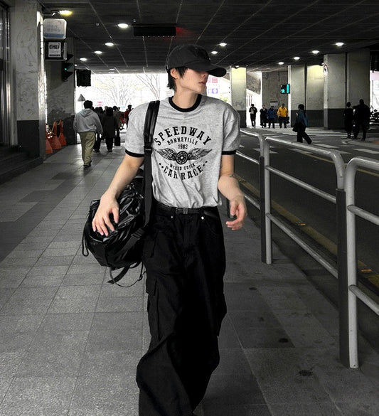 Printed Ringer Short-Sleeve Tee