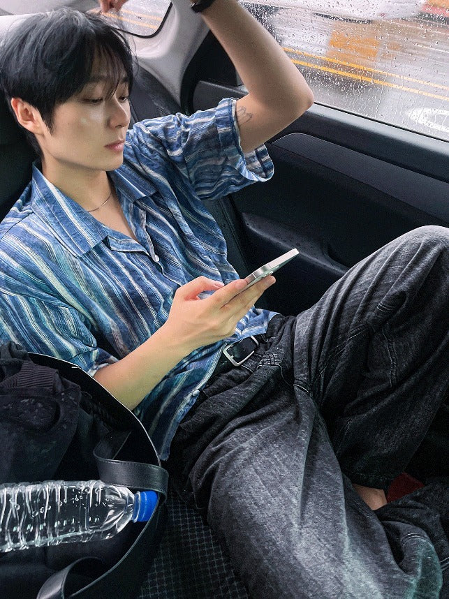 Cool Washing Pintuck Linen Denim Pants
