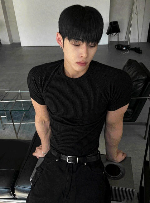 Muscle Fit Round Short-Sleeved Knitwear