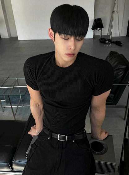 Muscle Fit Round Short-Sleeved Knitwear
