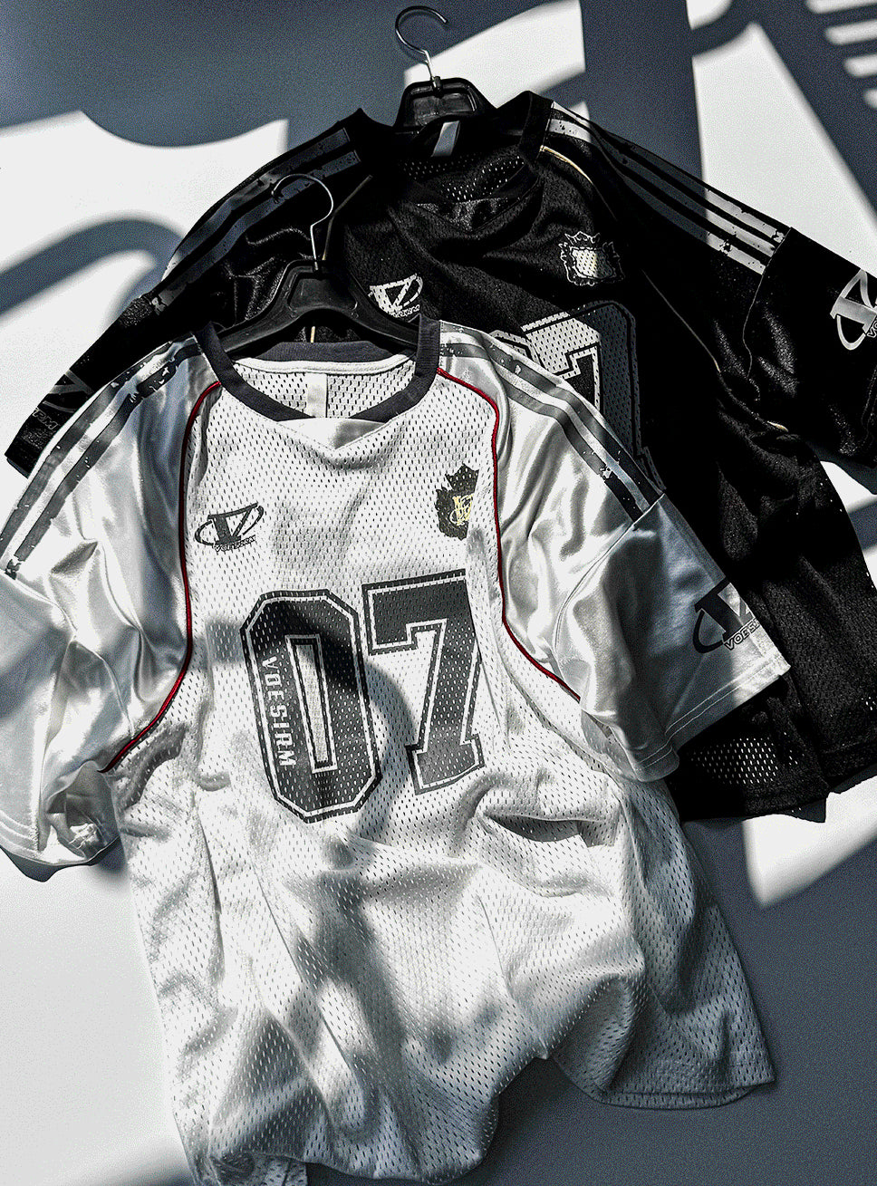 Matte Black & Silver White Track Short-Sleeve Tee