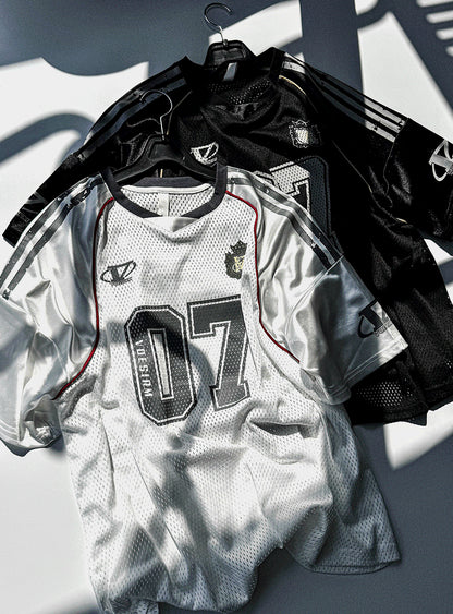 Matte Black & Silver White Track Short-Sleeve Tee