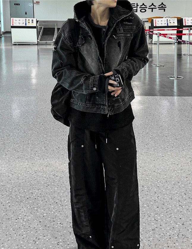 Double ni Nylon Carpenter Wide Pants