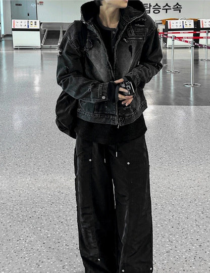 Double ni Nylon Carpenter Wide Pants