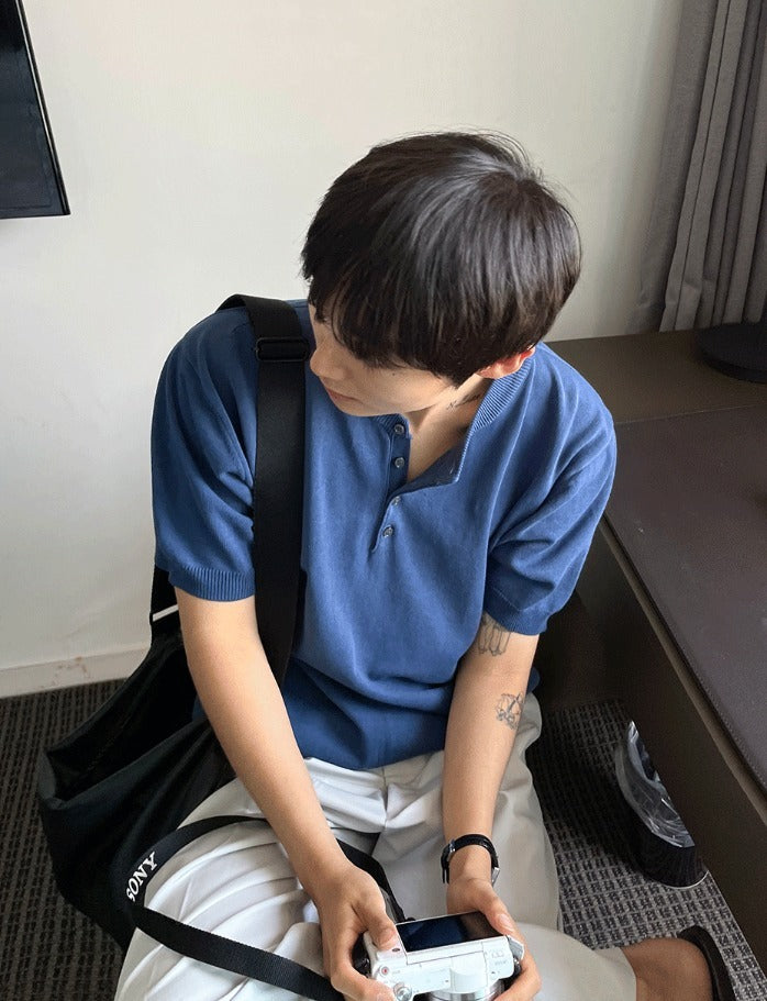Cooling Linen Henley Short Sleeve