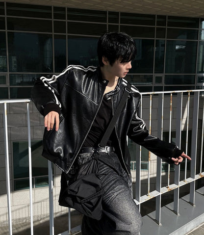 two-way biker leather jacket