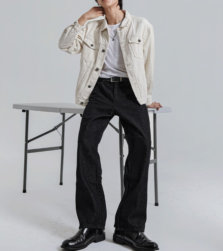 normal black wide denim pants