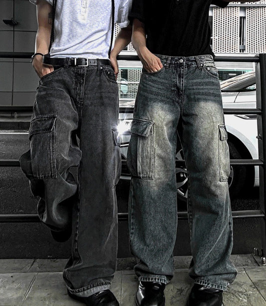 New Jeans Wide Cargo Pocket Denim Pants