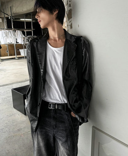Inout U-neck Silk Long-Sleeved T-shirt