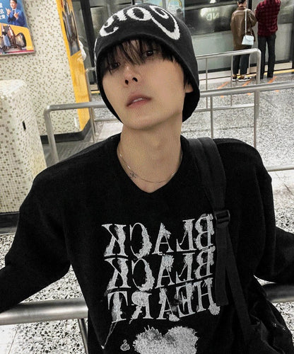 Black street knitwear