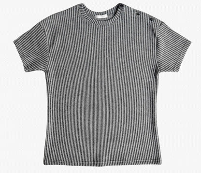 Muscle Fit  Henley Neck Short Sleeve Knit