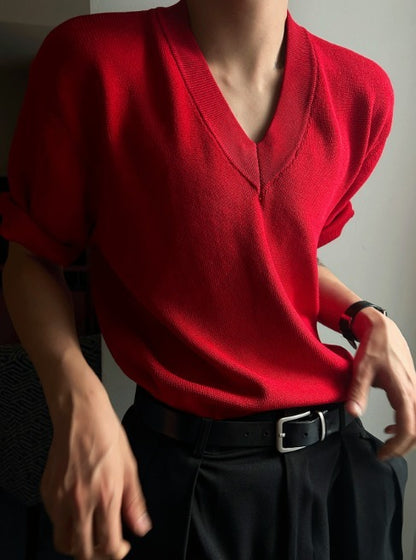 reelser overfit V-neck short sleeve knit