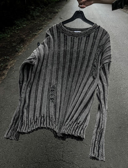 Dying Pigment Wash V-Neck Knitwear