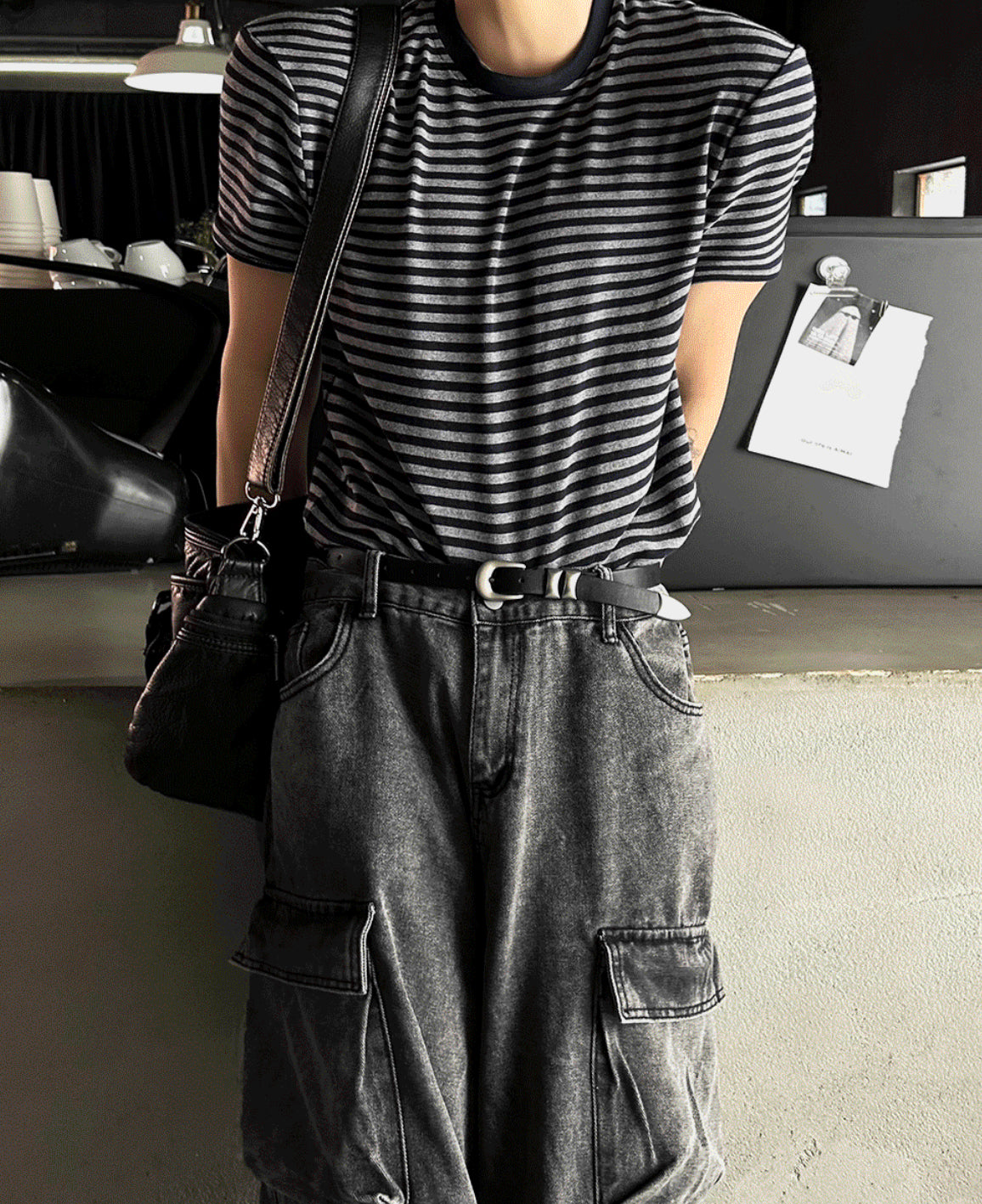Black & Charcoal Striped Short Sleeve
