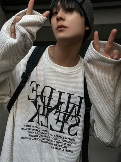 dope lettering knit long-sleeved