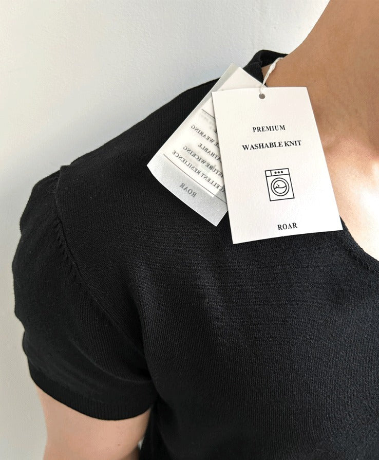 Ice Tencel V-Neck Short Sleeve Knit