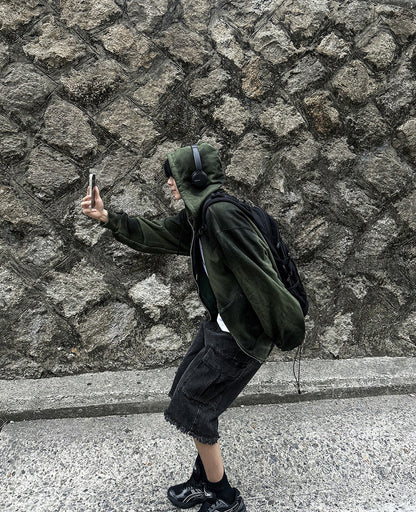 Runderwall Semi-Crop Hoodie Zip-Up