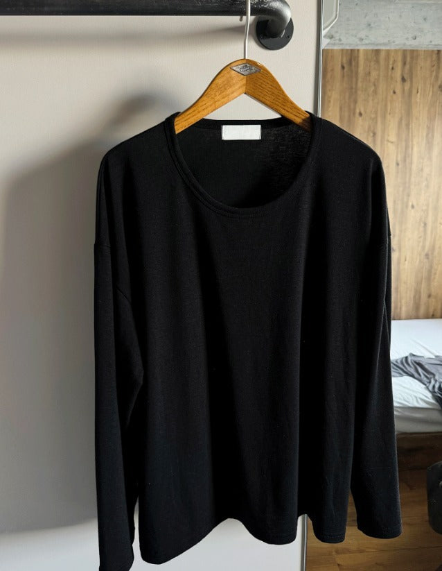 Inout U-neck Silk Long-Sleeved T-shirt