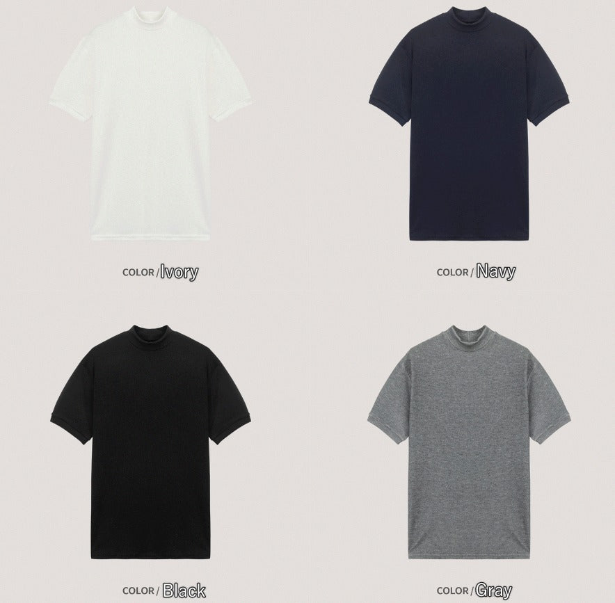 Muscle Fit Half High Neck Short Sleeve T-shirt