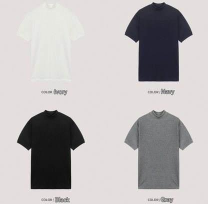 Muscle Fit Half High Neck Short Sleeve T-shirt