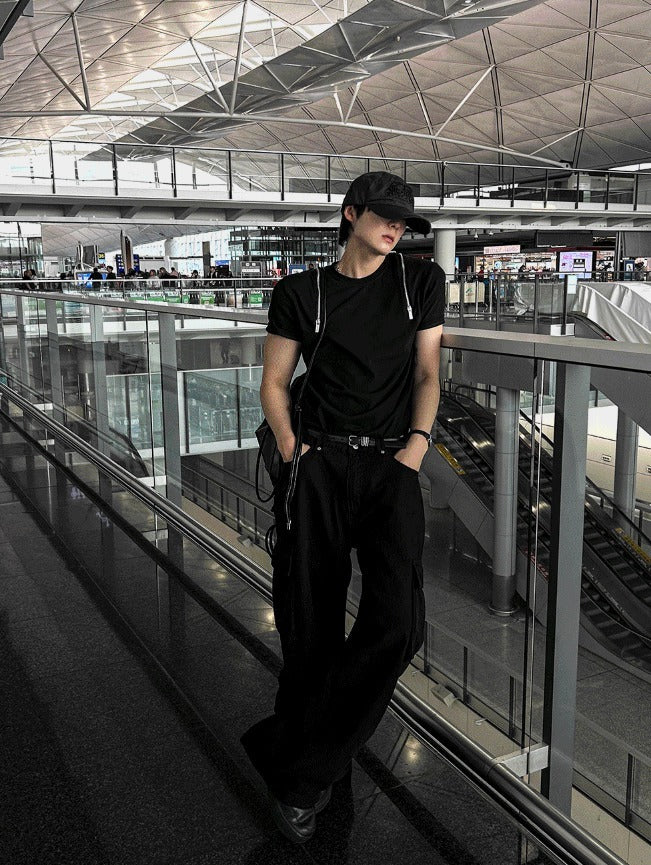 Shoulder Zipper Deep Black Banpal T-shirt