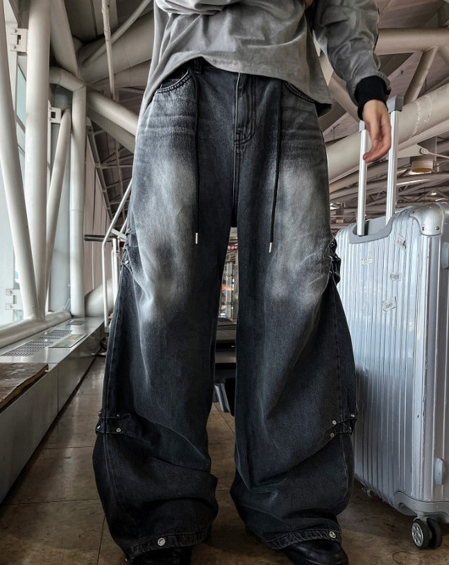 Riveted Pleated Denim
