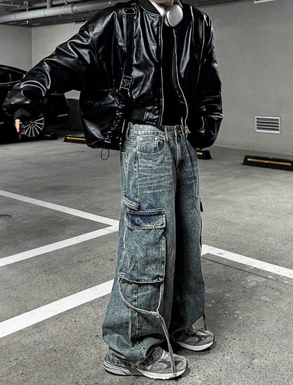 Dominic Vegan Leather Cropped Bomber Jacket