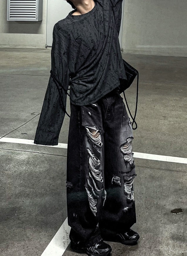 Denim Destroyed Pants