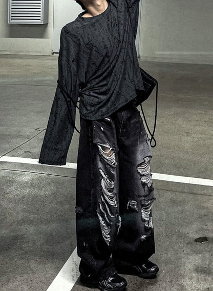 Denim Destroyed Pants