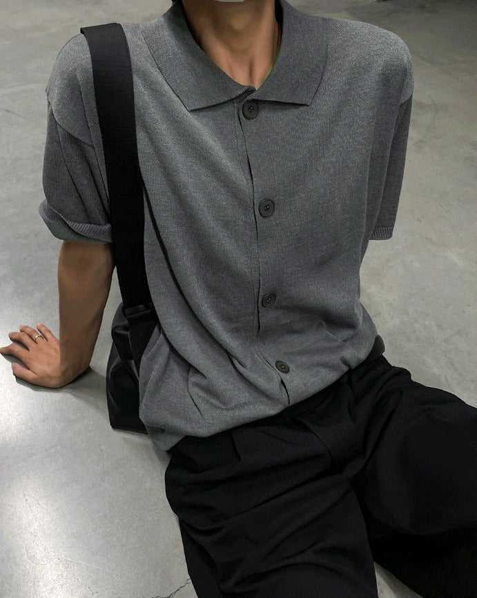 Cardigan-Style Short Sleeve Knit