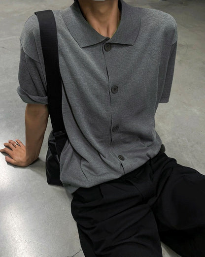 Cardigan-Style Short Sleeve Knit