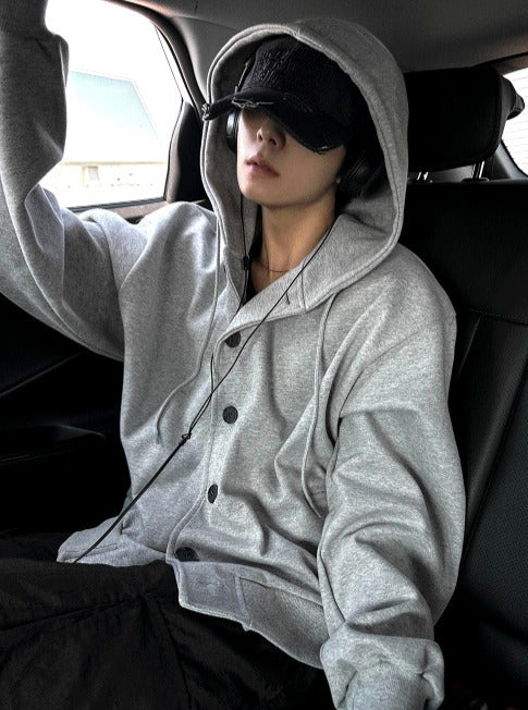 Anbuck Button Hooded Jacket 3color