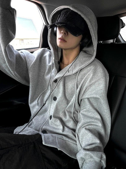 Anbuck Button Hooded Jacket 3color