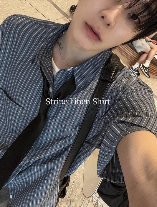 Ale Stripe Linen Short Sleeve Shirt