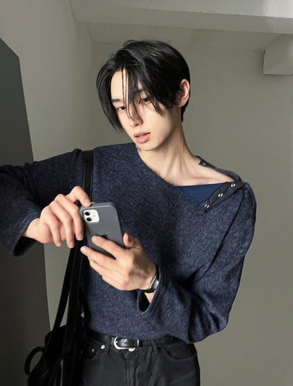 open five button golgi round knit