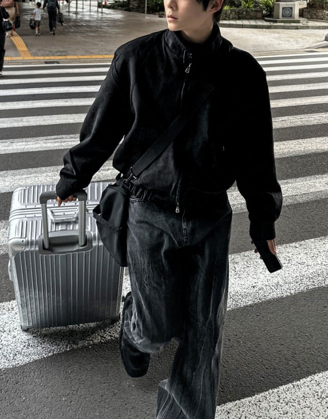 Deep Black Smoke Wide Denim Pants