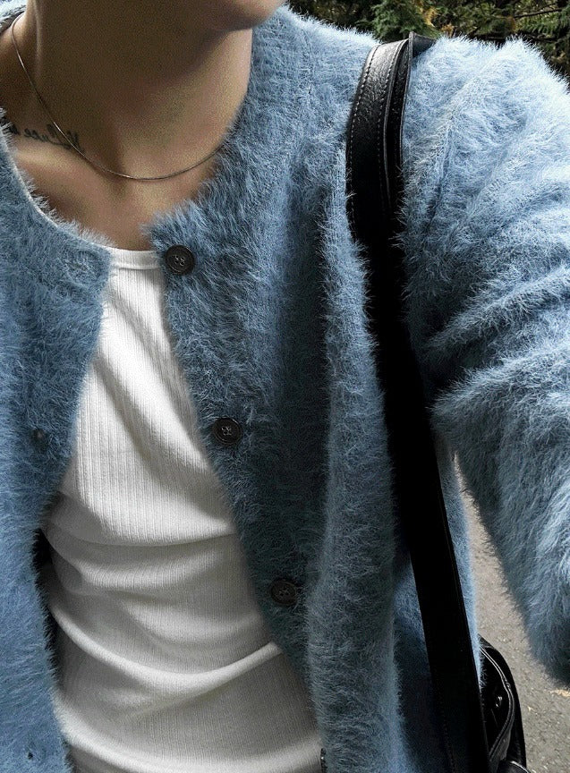 24FW New Thick Angora Semi-Oversized Cardigan