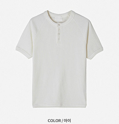 Muscle Fit Henry Neck Short-Sleeved Knitwear