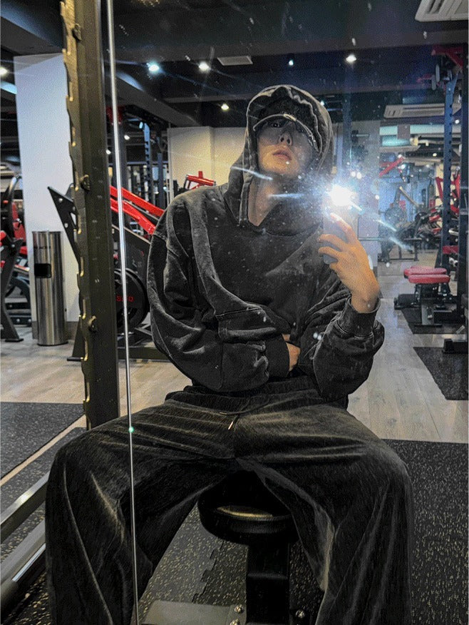 Outside track over hoodie