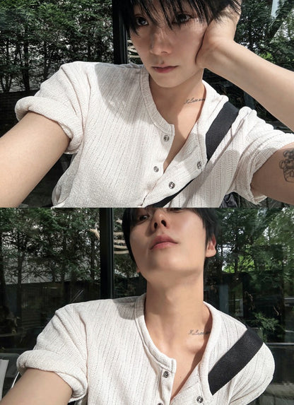 Beloa Golgi Henley Neck Short Sleeve