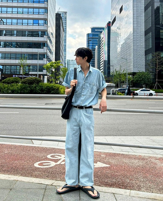 Summer Semi-Wide Denim Pants