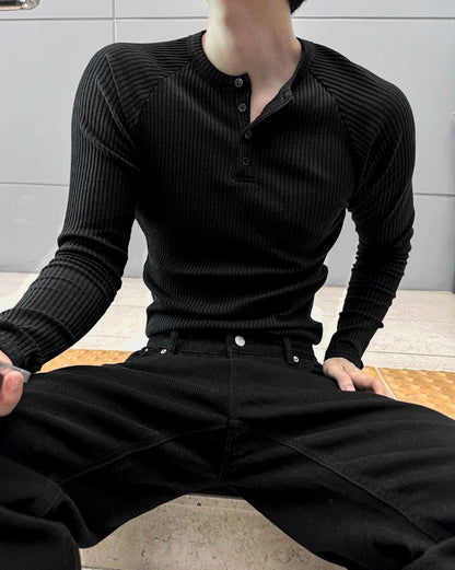 muscle-fit raglan ribbed knitwear