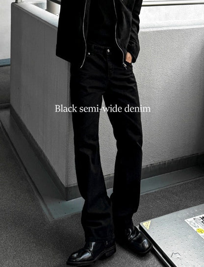 Black Semi-Wide Denim