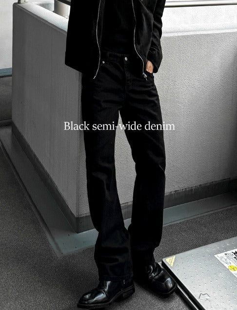 Black Semi-Wide Denim