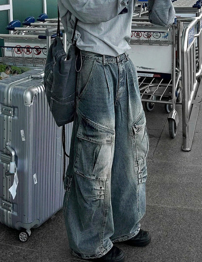 Rivet Cargo Denim Pants
