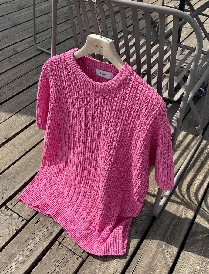 Fescale Boucle Round Short Sleeve Knit