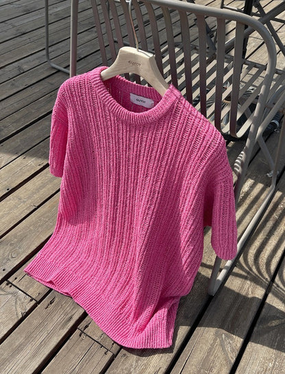 Fescale Boucle Round Short Sleeve Knit