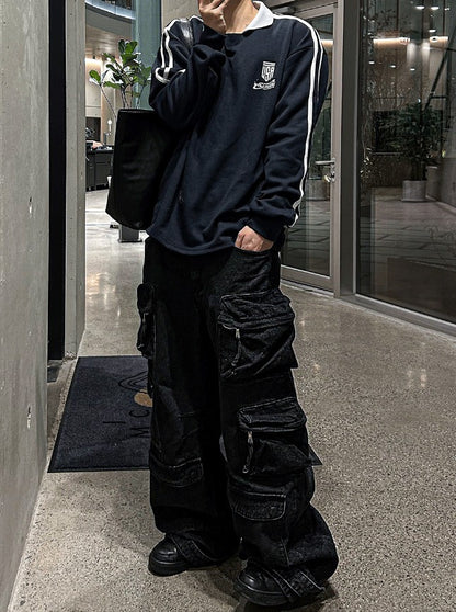 multi pocket cargo denim pants