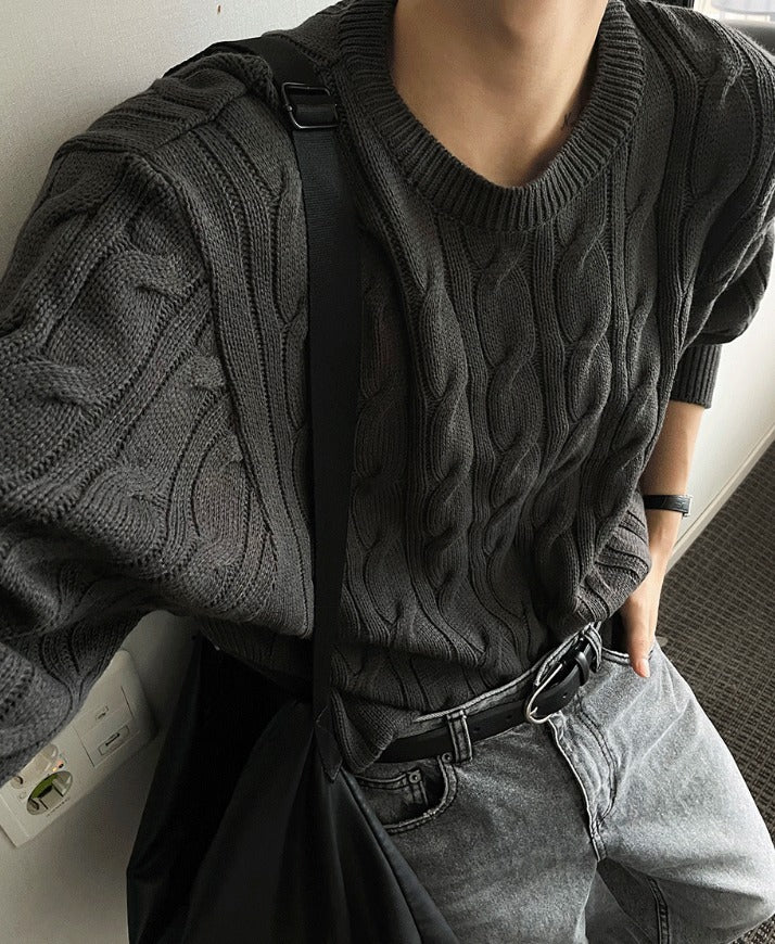 cable cosyharu semi-over knit