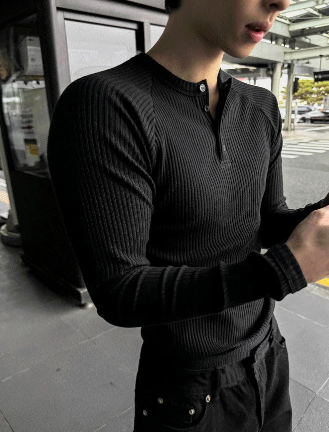 Muscle Fit Raglan Ribbed Knit